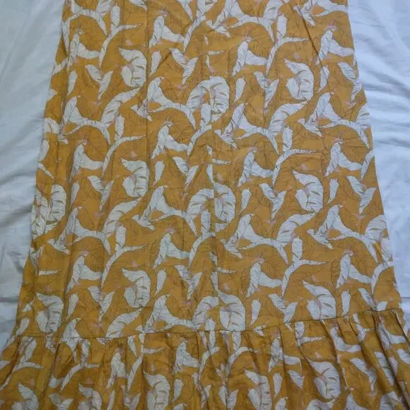 Nine West Textured Tiered Dress Sleeveless Yellow Summer Lined Womens Large - Picture 12 of 14